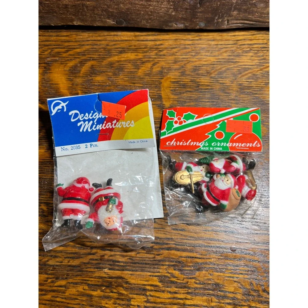 VTG Miniature Santa Claus Figurines Lot Design Miniatures Christmas Ornaments